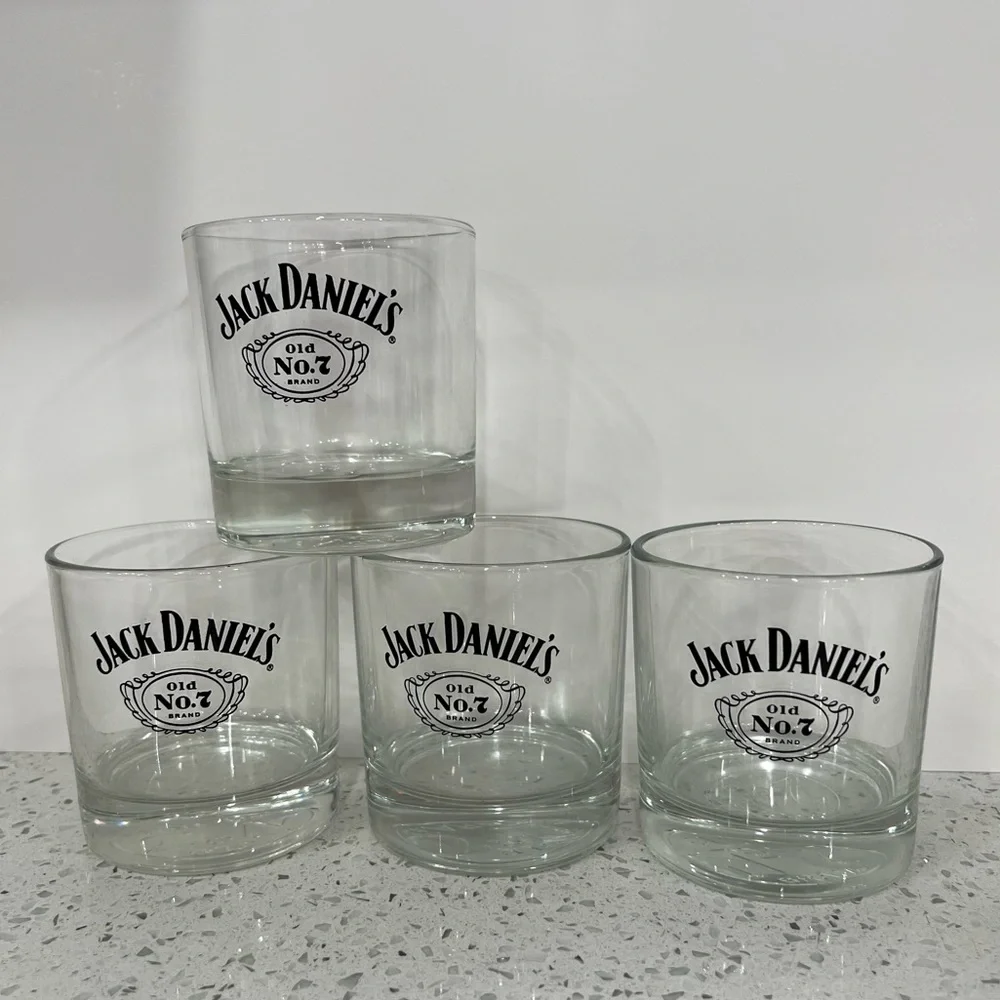 EUC Vintage Set of 4 Jack Daniels Old No 7 Brand Whiskey Lowball Glasses
